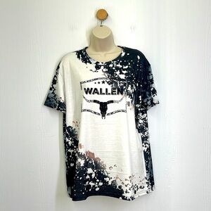 Gildan - Morgan Wallen Cowboy Steer Skull Leppard Bleach T Shirt Size Medium